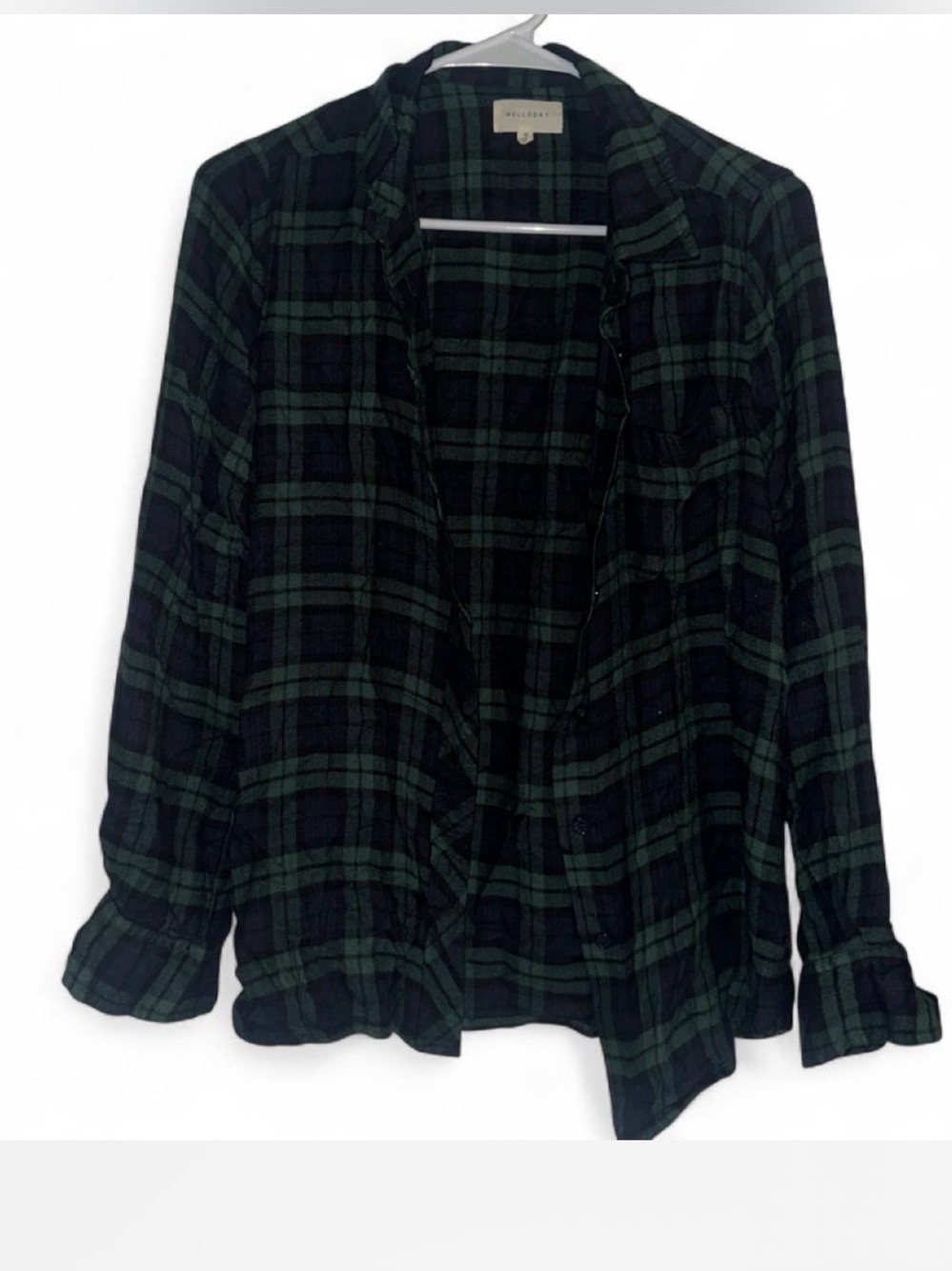 MELLODAY Dark Green and Black Plaid Button-Up Shirt